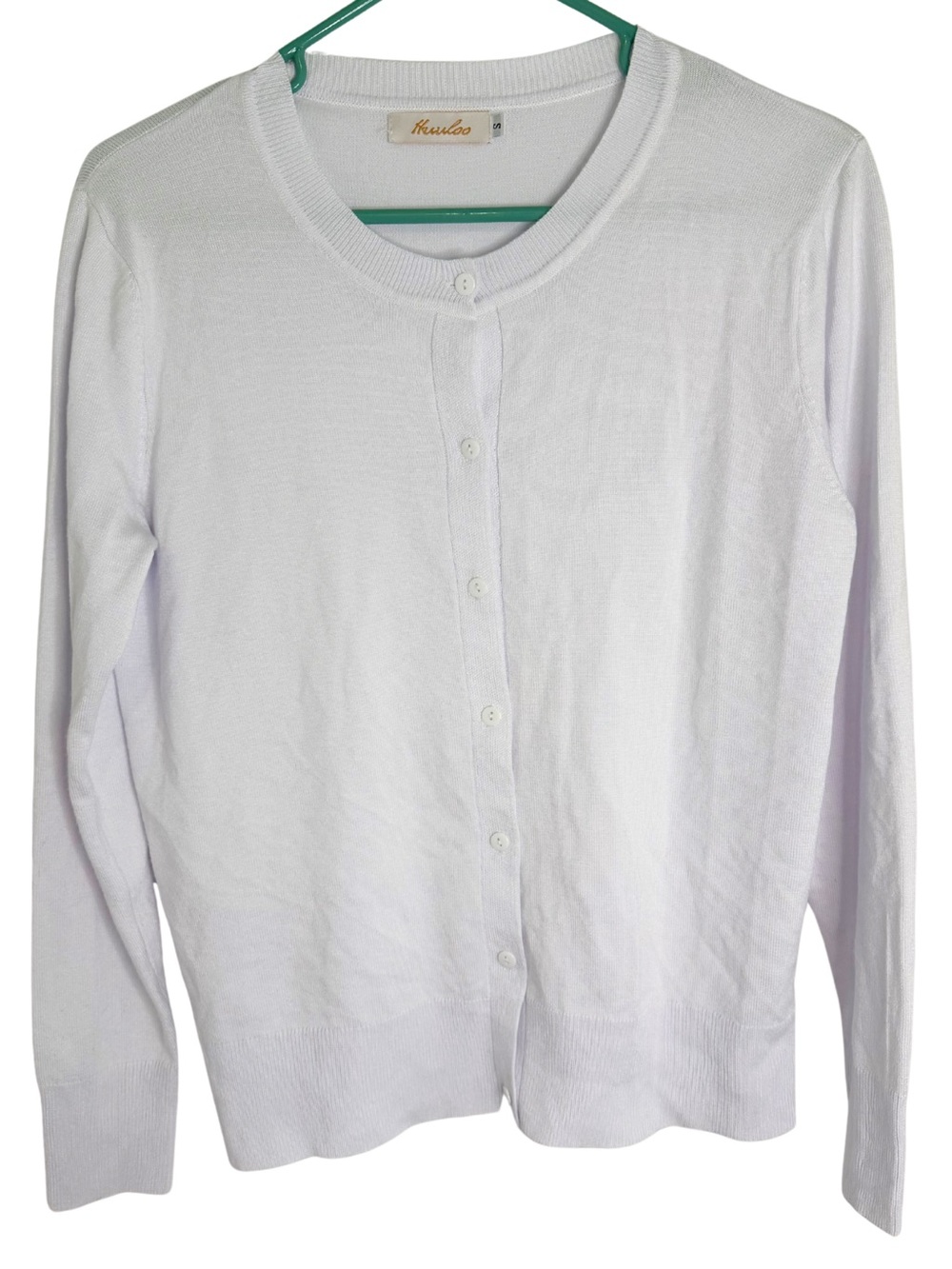 3/$20 Huuloo White Crewneck Long Sleeve Lightweight Cardigan Size Small